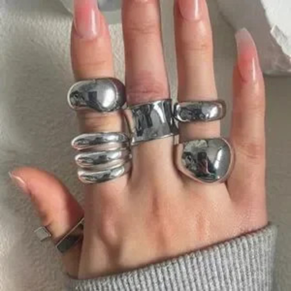 Irregular?Chunky Silver Rings Large Exaggerated Silver Ring size 8